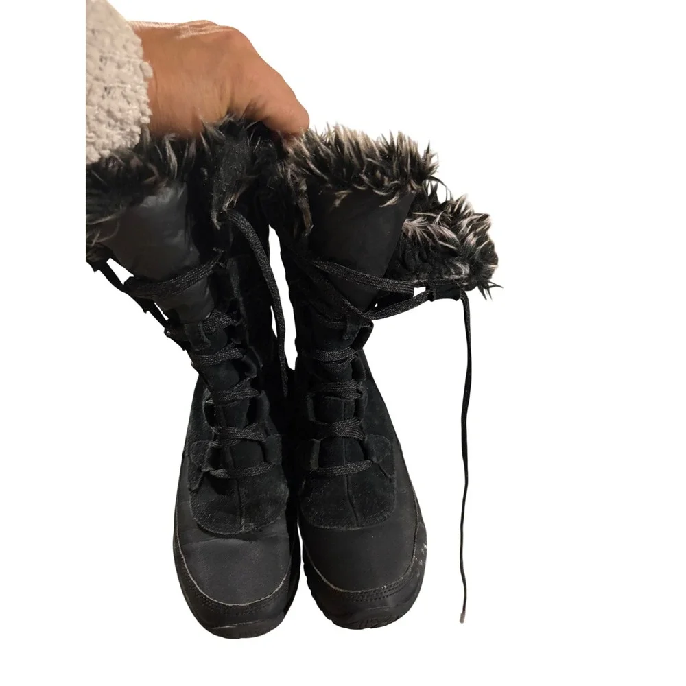 The North Face Winter Boots Womens 6.5 Black PrimaLoft Faux Fur Snow